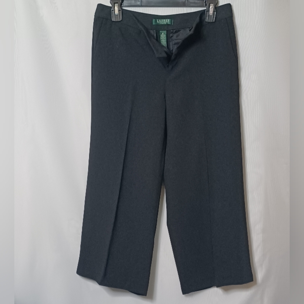 LAUREN RALPH LAUREN Petite Women's Black Wide Leg Crop Pants. 6P - Picture 2 of 10